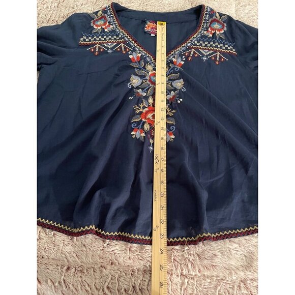 Johnny Was Navy Embroidered Blouse - Picture 9 of 16